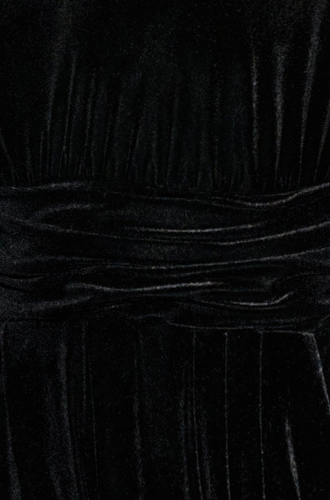 Yumi Black Velvet One Shoulder Jumpsuit With Scarf