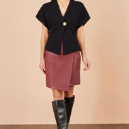 Yumi Black Knitted Viscose Kimono Cardigan With Buttons