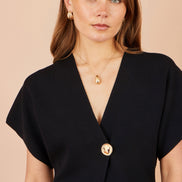 Yumi Black Knitted Viscose Kimono Cardigan With Buttons