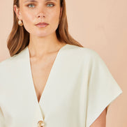 Yumi Ivory Knitted Viscose Kimono Cardigan With Buttons