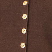 Yumi Brown Knitted Fitted Peplum Cardigan
