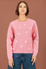 Yumi Pink Daisy Embroidered Relaxed Jumper
