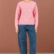 Yumi Pink Daisy Embroidered Relaxed Jumper