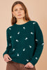 Yumi Green Daisy Embroidered Relaxed Jumper