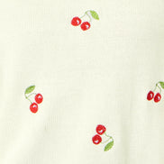 Yumi Ivory Cherry Cotton Knitted Top
