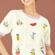 Yumi Ivory Fruit Cotton Knitted Top