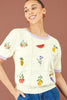 Yumi Ivory Fruit Cotton Knitted Top