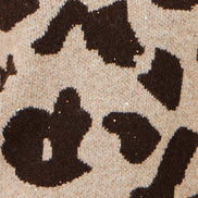 Yumi Brown Leopard Intarsia Short Sleeve Jumper