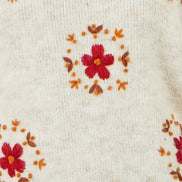 Yumi Ivory Patch Floral Embroidered Relaxed Jumper