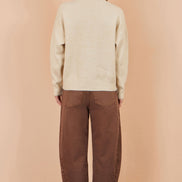 Yumi Beige Relaxed Crochet Flower Jumper