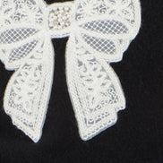 Yumi Black Lace Bow Knitted Pullover