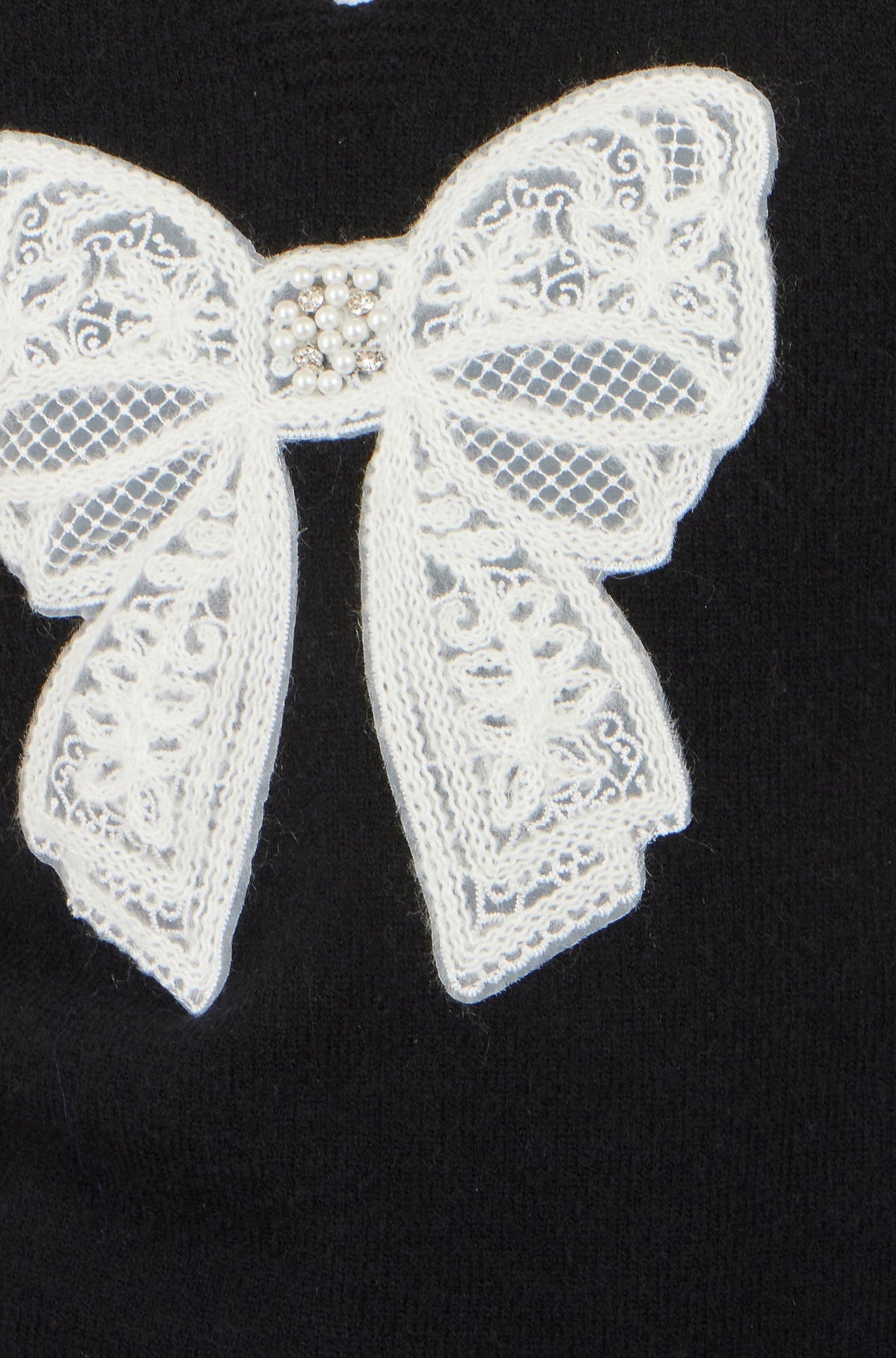 Yumi Black Lace Bow Knitted Pullover