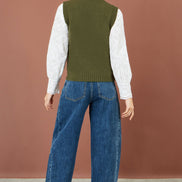 Yumi Green Flower Applique Knit Tank