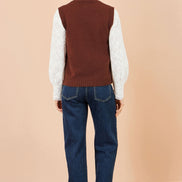 Yumi Brown Flower Applique Knit Tank