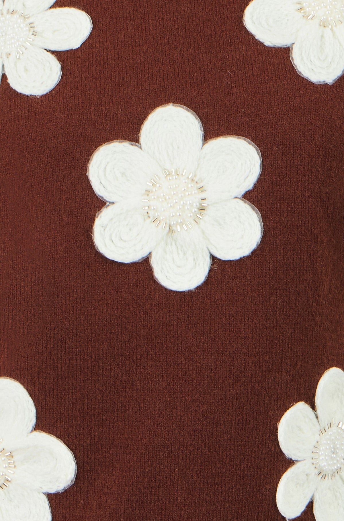 Yumi Brown Flower Applique Knit Tank