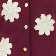 Yumi Burgundy Flower Applique Knit Waistcoat