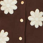 Yumi Brown Flower Applique Knit Waistcoat