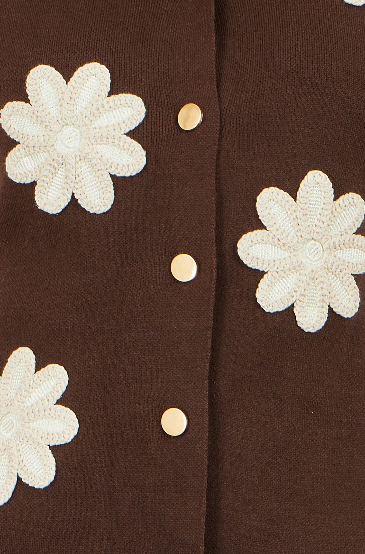 Yumi Brown Flower Applique Knit Waistcoat