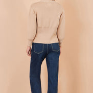 Yumi Beige Knitted Button Cardigan