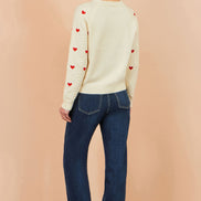 Yumi Ivory Embroidered Heart Jumper