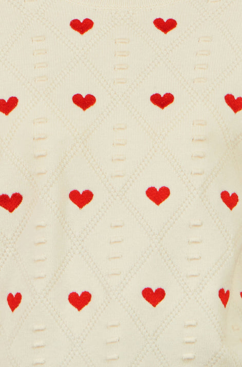 Yumi Ivory Embroidered Heart Jumper