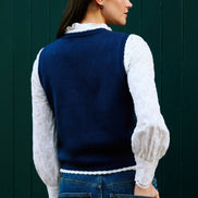 Yumi Navy Embroidered Knitted Waistcoat