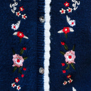 Yumi Navy Embroidered Knitted Waistcoat
