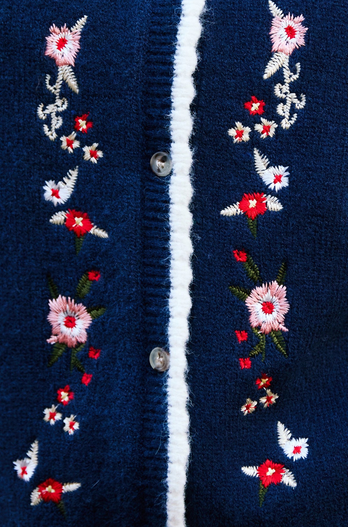 Yumi Navy Embroidered Knitted Waistcoat