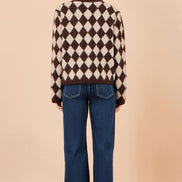 Yumi Brown Argyll Knit Cardigan