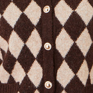 Yumi Brown Argyll Knit Cardigan
