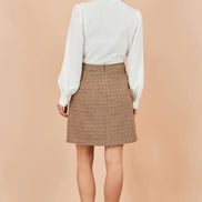 Yumi Brown Check Mini Skirt With Pockets