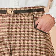 Yumi Brown Check Mini Skirt With Pockets