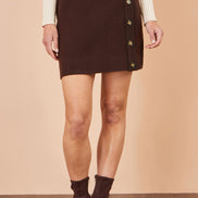 Yumi Brown Knitted Mini Skirt With Buttons