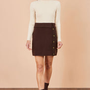 Yumi Brown Knitted Mini Skirt With Buttons