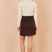 Yumi Brown Knitted Mini Skirt With Buttons