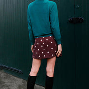 Yumi Teal Dalmatian Intarsia Relaxed Jumper