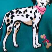 Yumi Teal Dalmatian Intarsia Relaxed Jumper