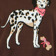 Yumi Brown Dalmatian Intarsia Relaxed Jumper