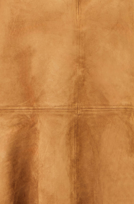 Brown Faux Suede Midi Skirt