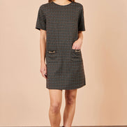 Yumi Brown Check Tunic With Buckles