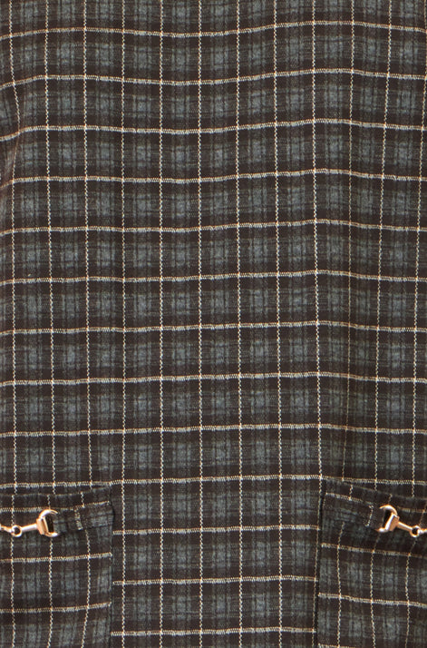 Yumi Brown Check Tunic With Buckles
