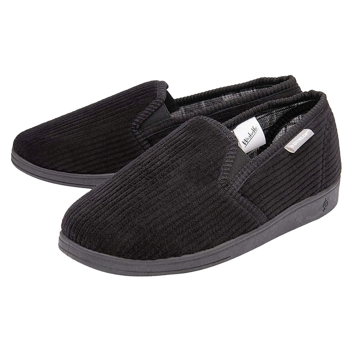 Mens Tartan Lined Slippers With Memory Foam