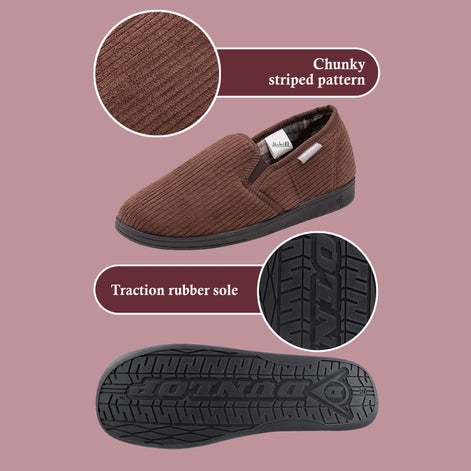 Mens Tartan Lined Slippers With Memory Foam