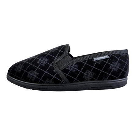 Mens Plush Fur Lined Memory Foam Plaid Checked Slippers (6 Sizes)