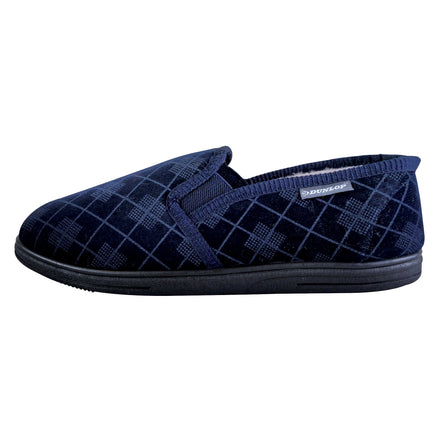 Mens Plush Fur Lined Memory Foam Plaid Checked Slippers (6 Sizes)