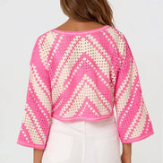 Pink Crochet Cropped Jumper
