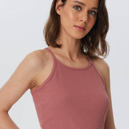 Organic Ribbed Crop Top with Spaghetti Straps: Women's