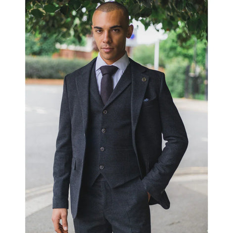 Classic Tweed Check Suit — Black