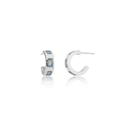 Cora Chunky Huggie Hoops Silver Labradorite