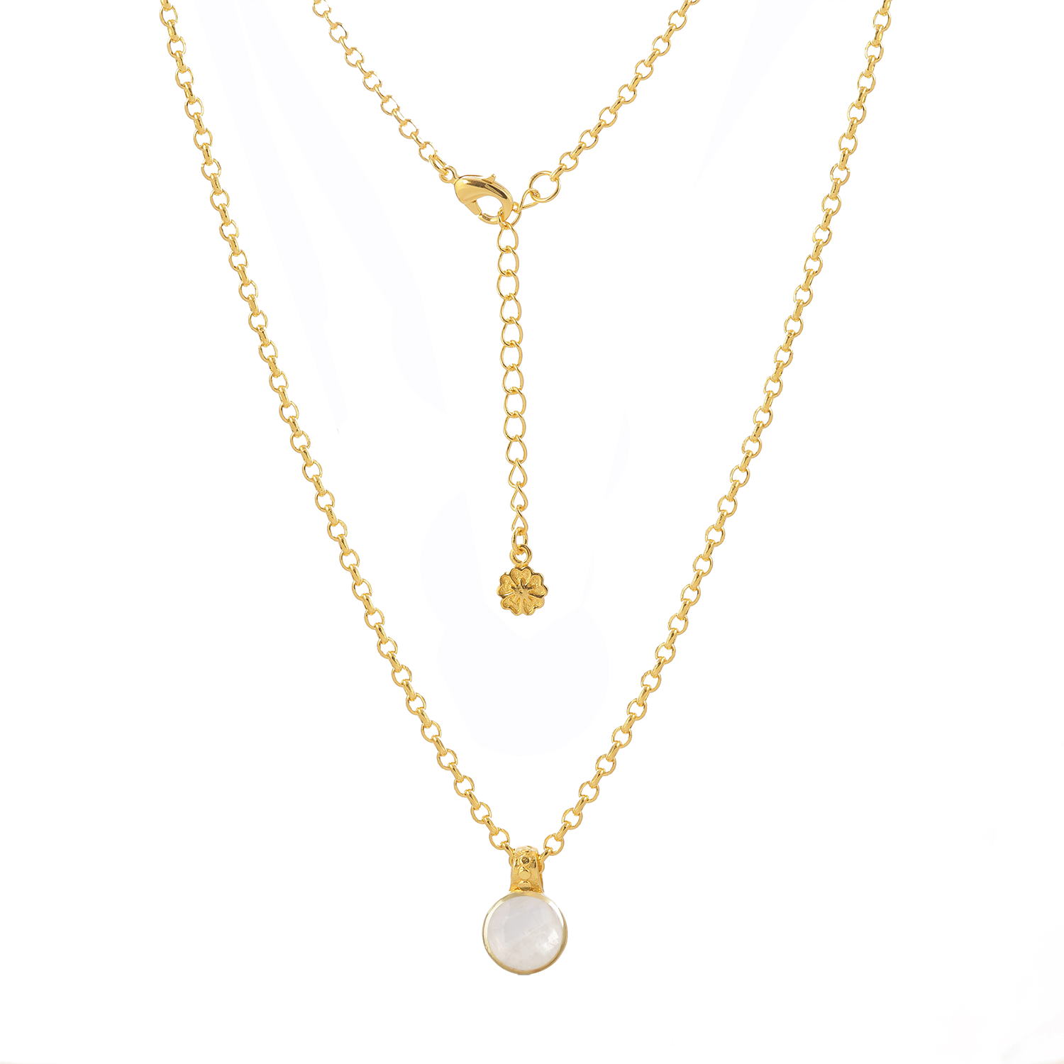 Charis Round Gemstone Necklace Moonstone